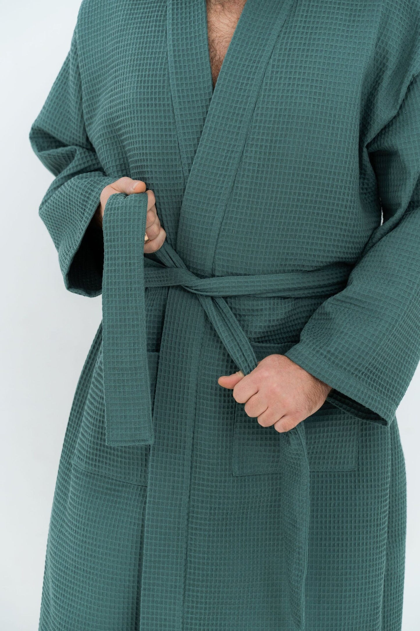 Long Waffle Fabric Robe for Men