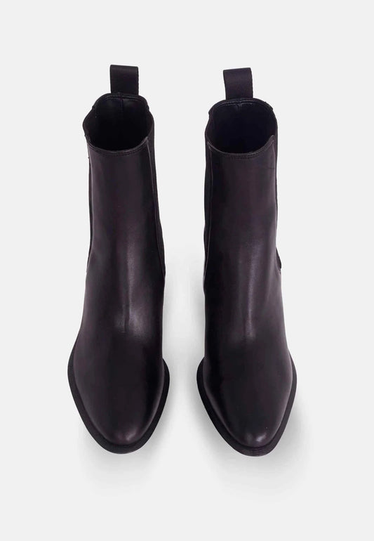 Black Leather Ankle Boots Canna – Chelsea Boots with 6.5 cm Block Heel